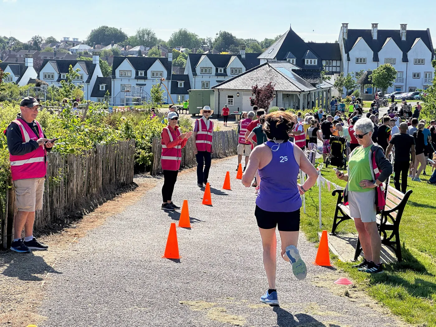 a picture taken of a parkrun finisher crossing the line at the great field parkrun